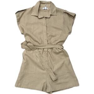 NWT Steve Madden Tori Romper, Beige, Linen Blend, Minimalist Jumpsuit, S